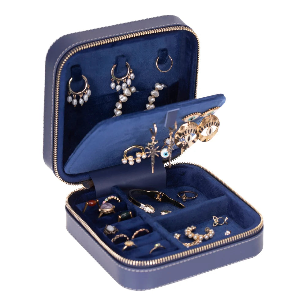 Amanda Jewelry Box, Medium aus echtem Leder aus echtem Leder