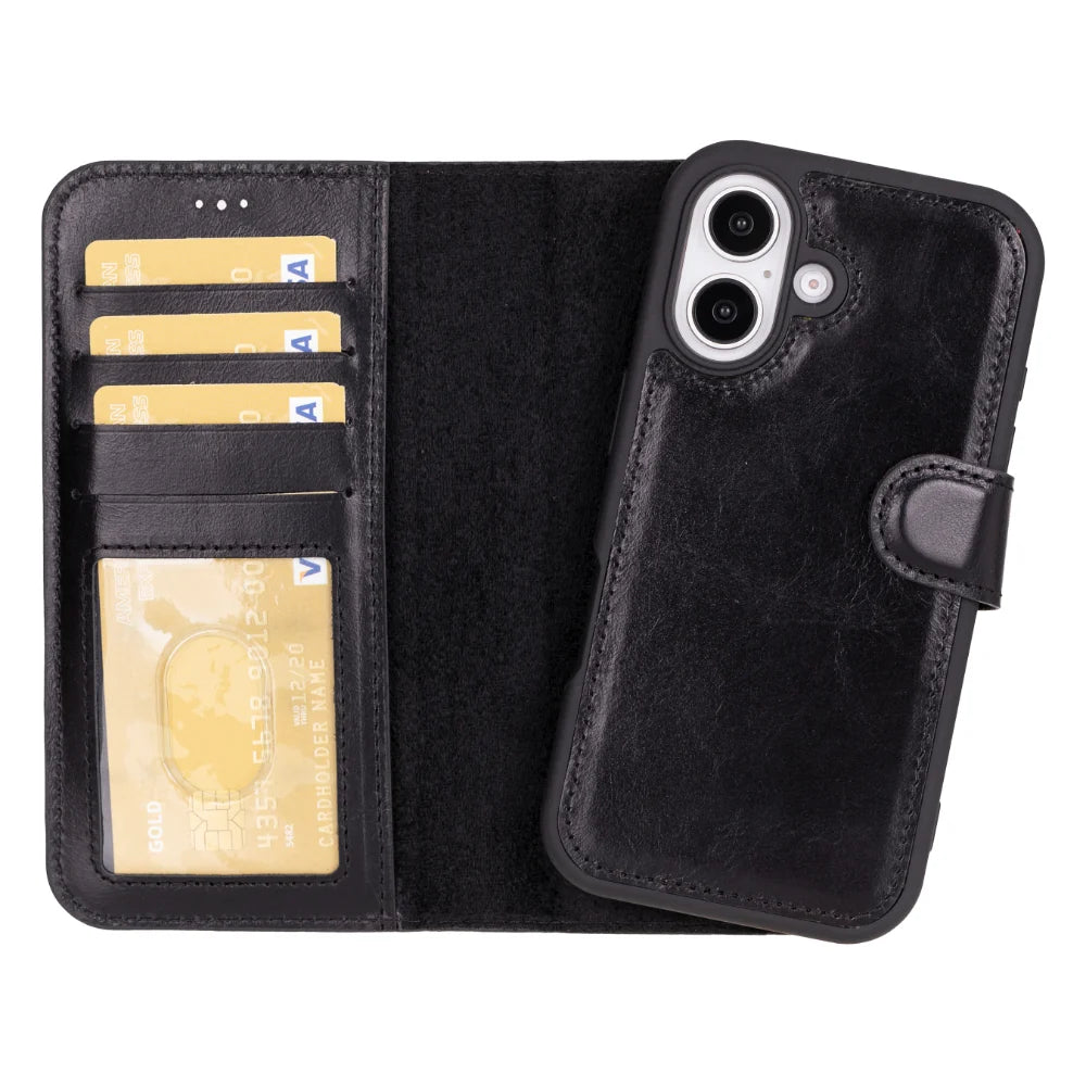 Magic Abnehmbar Leder Wallet Case für iPhone 16 aus echtem Leder