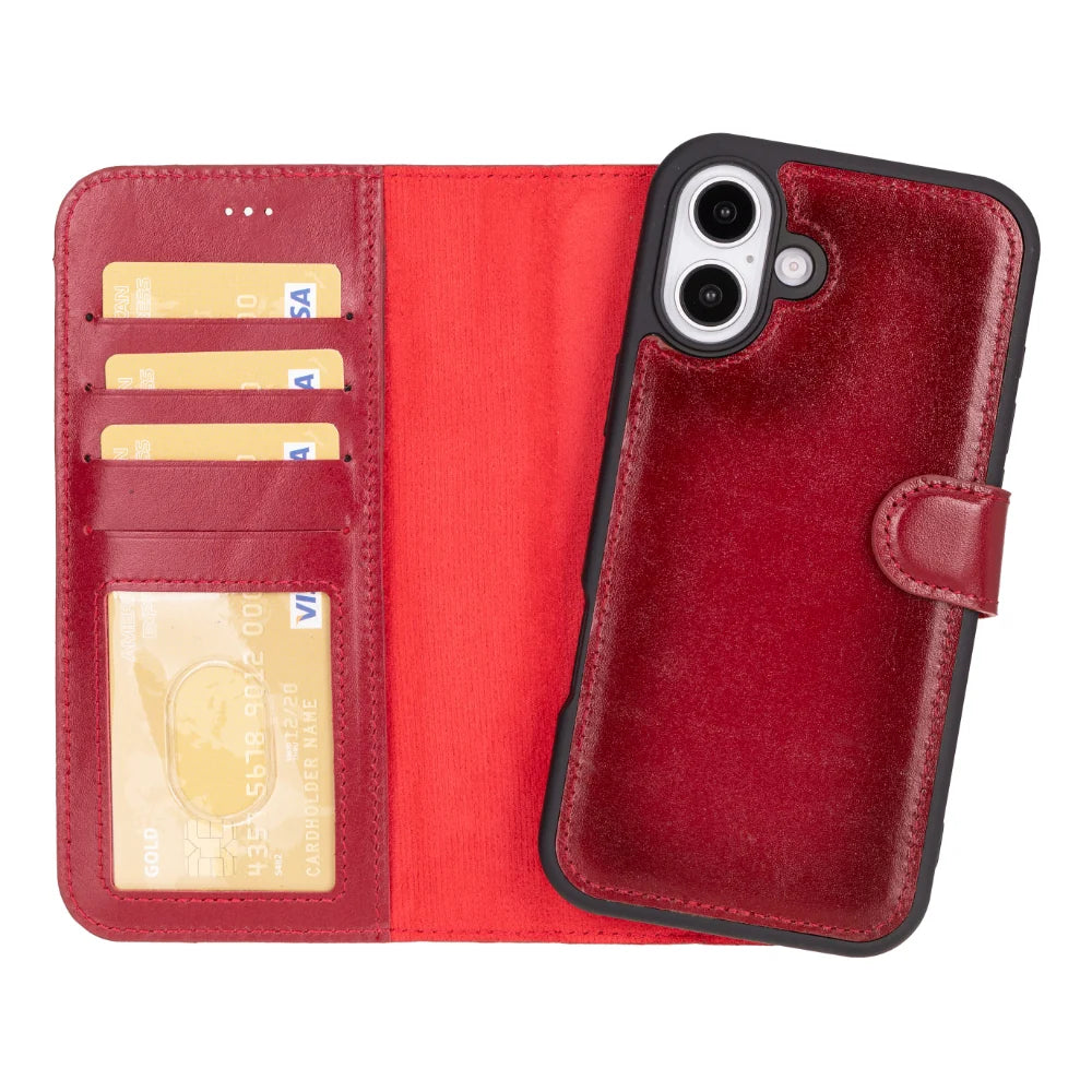 Magic Abnehmbar Leder Wallet Case für iPhone 16 Plus aus echtem Leder