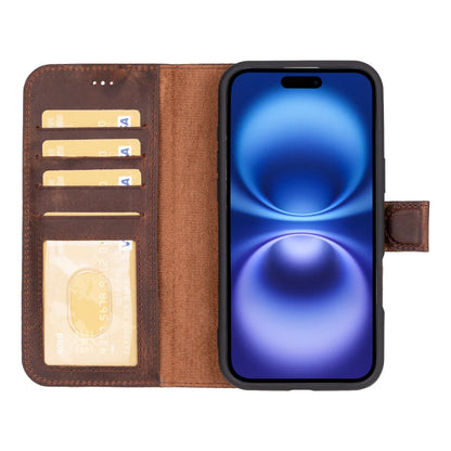 Magic iPhone 16 Plus Detachable Leather Wallet Case