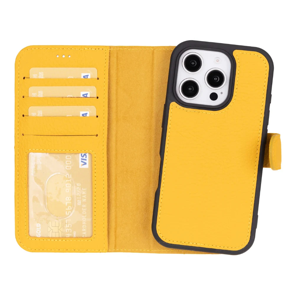 Magic Abnehmbar Leder Wallet Case für iPhone 16 Pro Max aus echtem Leder