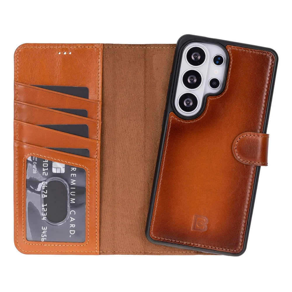 Magic Abnehmbar Leder Wallet Case für Samsung Galaxy S26 Ultra aus echtem Leder