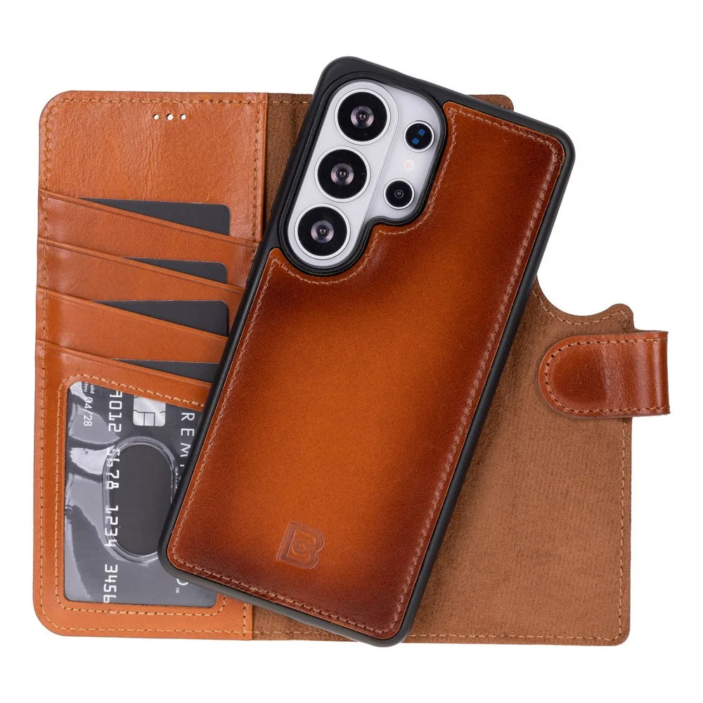 Magic Abnehmbar Leder Wallet Case für Samsung Galaxy S26 Ultra aus echtem Leder