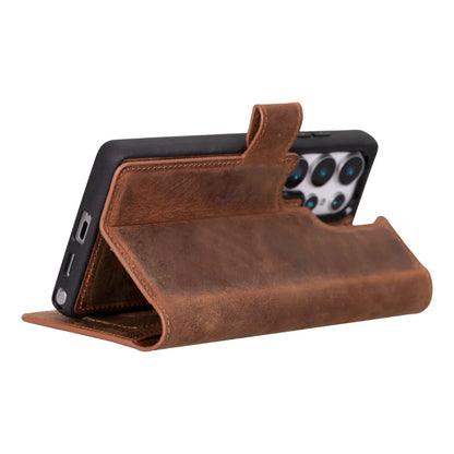 Magic Abnehmbar Leder Wallet Case für Samsung Galaxy S25 Ultra aus echtem Leder