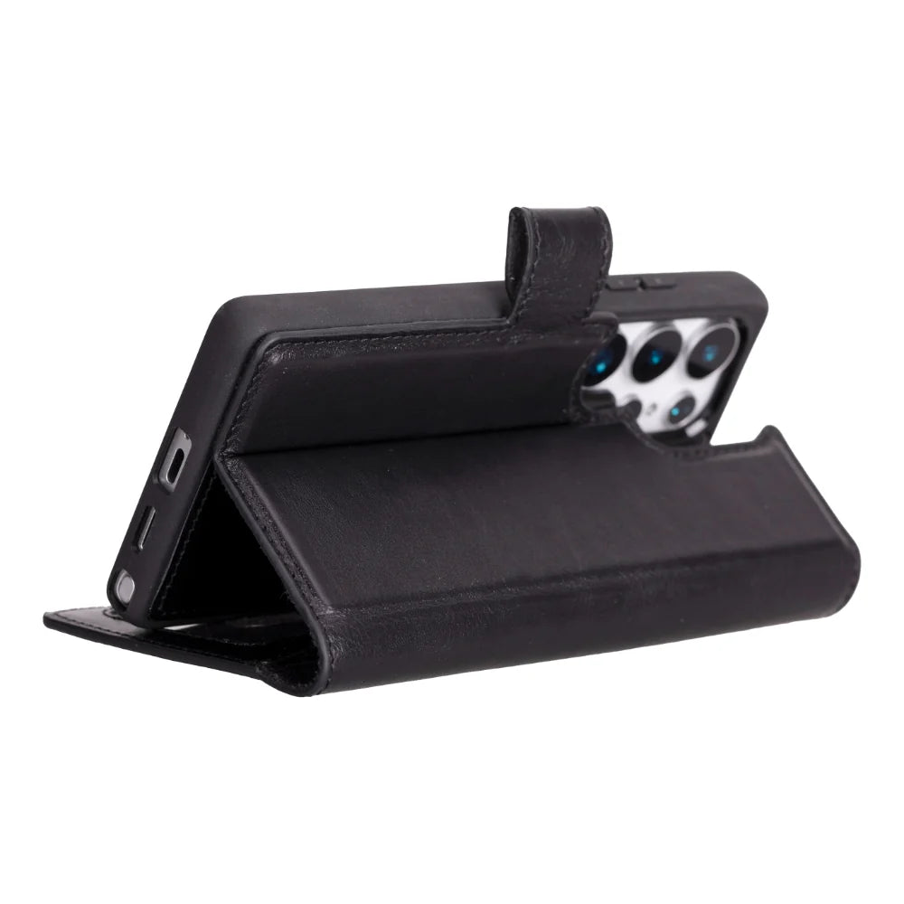 Magic Abnehmbar Leder Wallet Case für Samsung Galaxy S25 Ultra aus echtem Leder