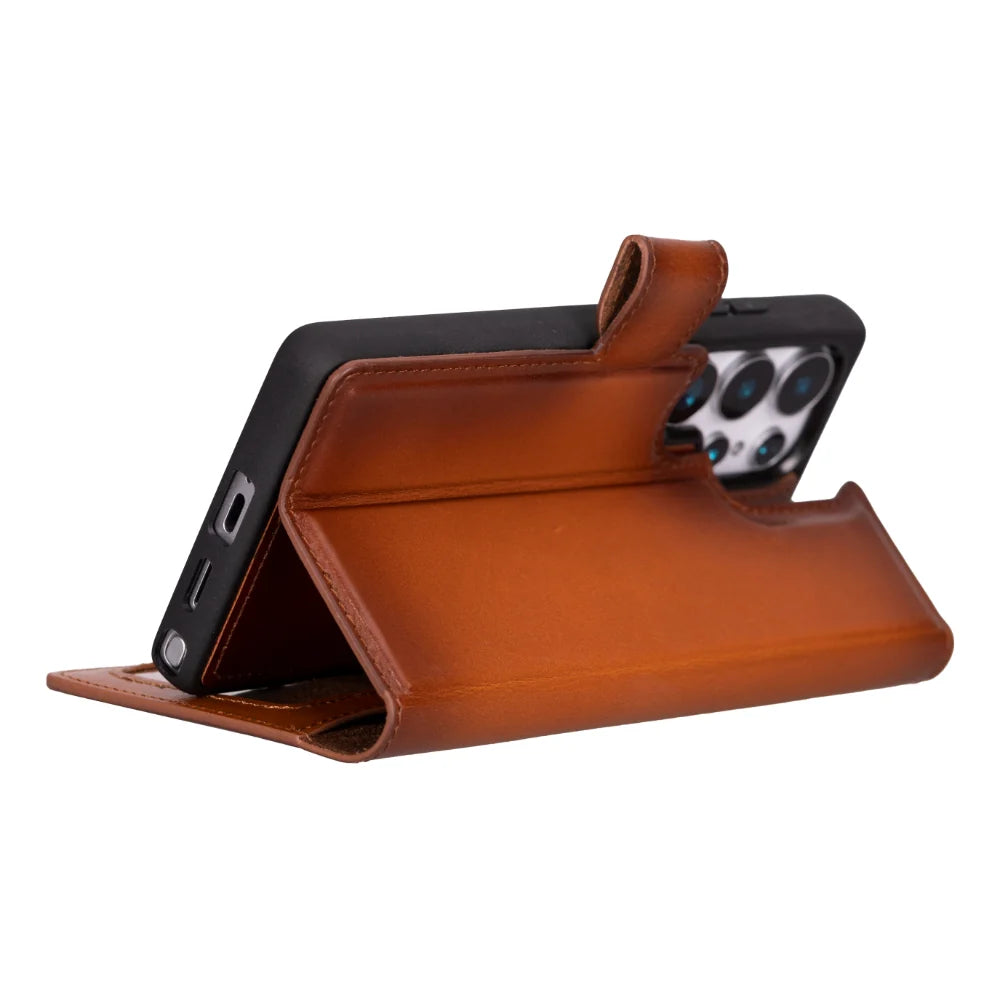 Magic Abnehmbar Leder Wallet Case für Samsung Galaxy S25 Ultra aus echtem Leder