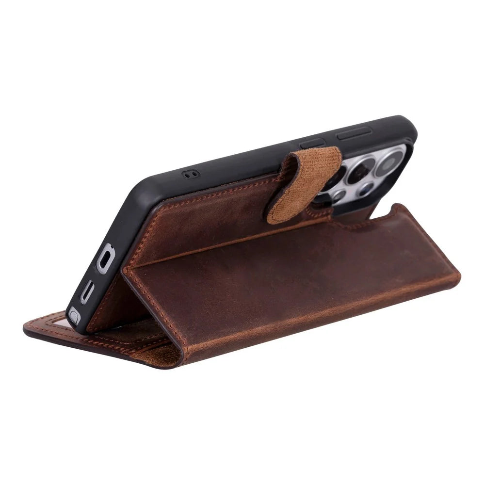 Magic Abnehmbar Leder Wallet Case für Samsung Galaxy S26 Ultra aus echtem Leder