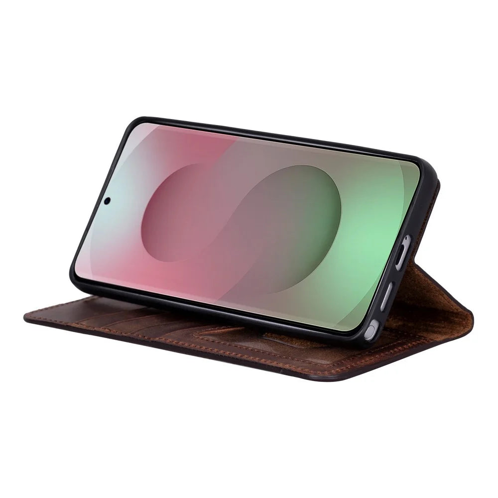 Magic Abnehmbar Leder Wallet Case für Samsung Galaxy S26 Ultra aus echtem Leder