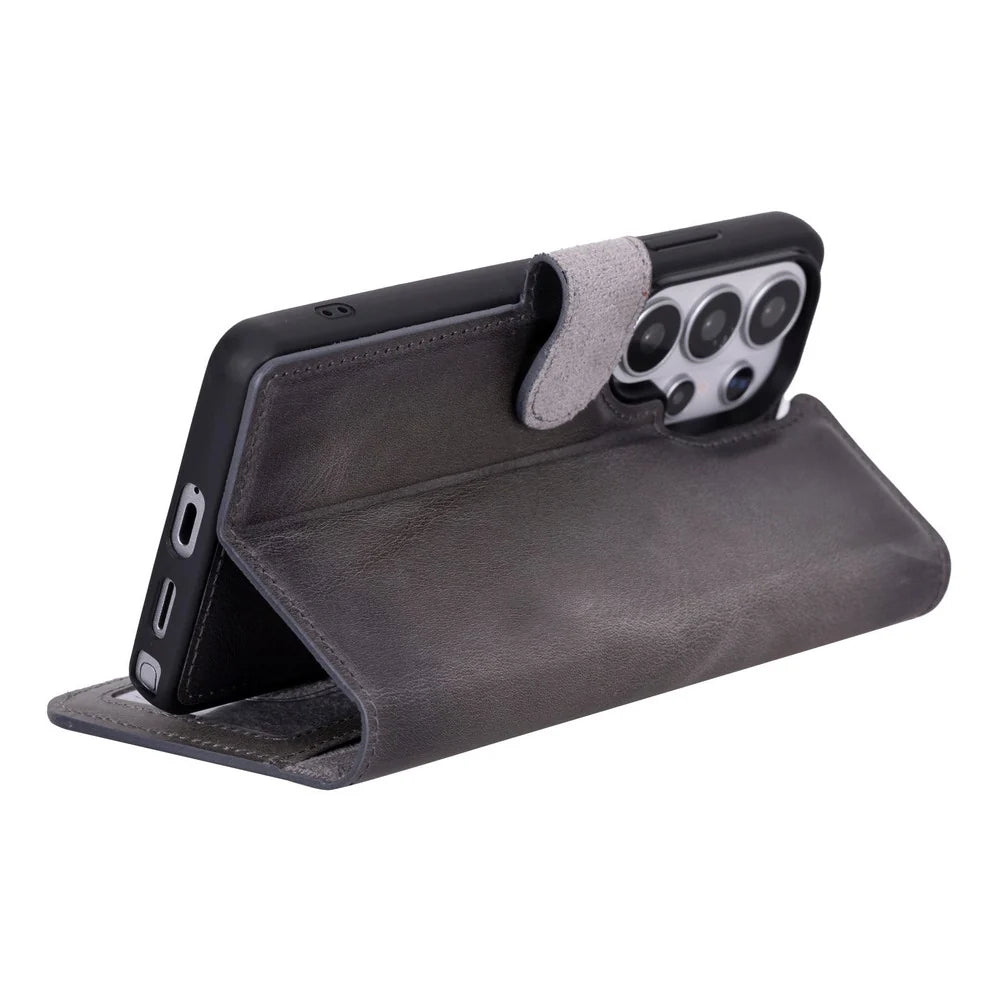 Magic Abnehmbar Leder Wallet Case für Samsung Galaxy S26 Ultra aus echtem Leder
