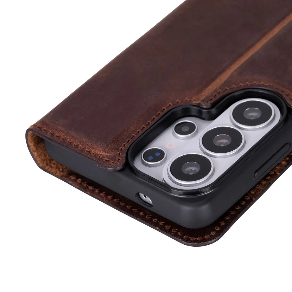 Magic Abnehmbar Leder Wallet Case für Samsung Galaxy S26 Ultra aus echtem Leder