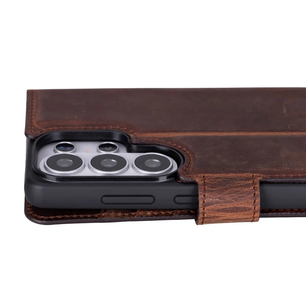 Magic Abnehmbar Leder Wallet Case für Samsung Galaxy S26 Ultra aus echtem Leder