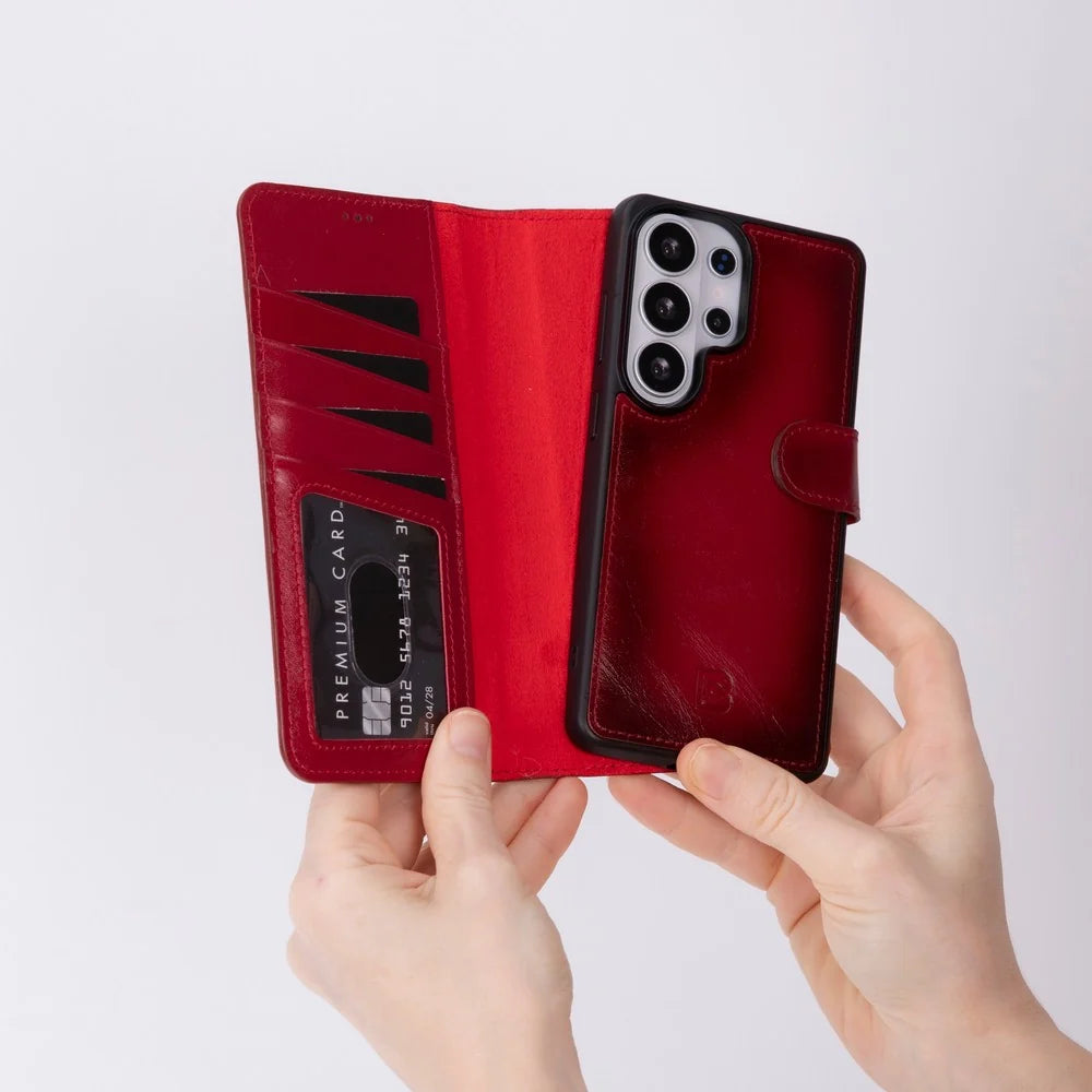 Magic Abnehmbar Leder Wallet Case für Samsung Galaxy S26 Ultra aus echtem Leder