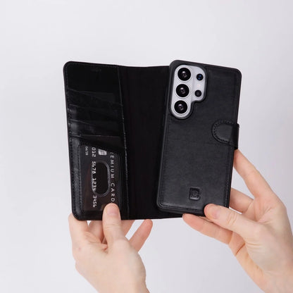 Magic Abnehmbar Leder Wallet Case für Samsung Galaxy S26 Ultra aus echtem Leder
