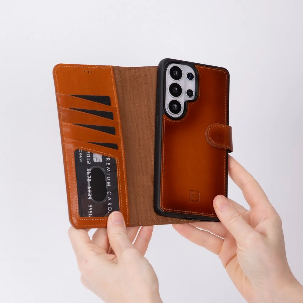 Magic Abnehmbar Leder Wallet Case für Samsung Galaxy S26 Ultra aus echtem Leder