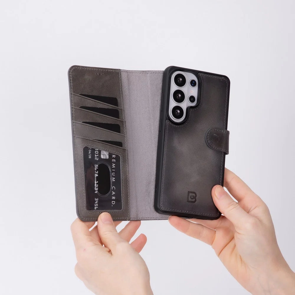 Magic Abnehmbar Leder Wallet Case für Samsung Galaxy S26 Ultra aus echtem Leder
