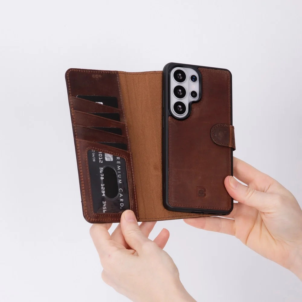 Magic Abnehmbar Leder Wallet Case für Samsung Galaxy S26 Ultra aus echtem Leder
