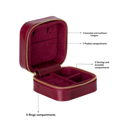 Amanda Jewelry Box, Medium aus echtem Leder aus echtem Leder