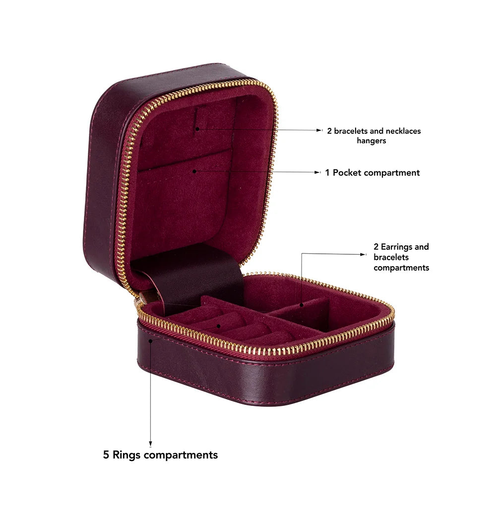 Amanda Jewelry Box, Medium aus echtem Leder aus echtem Leder