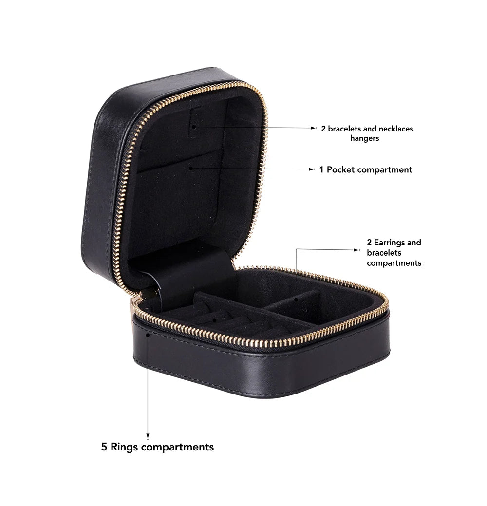 Amanda Jewelry Box, Medium aus echtem Leder aus echtem Leder