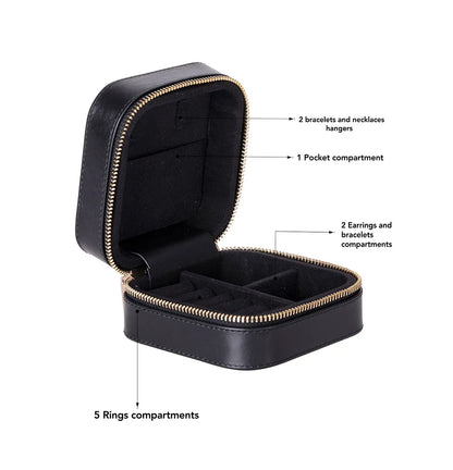 Amanda Jewelry Box, Medium aus echtem Leder aus echtem Leder