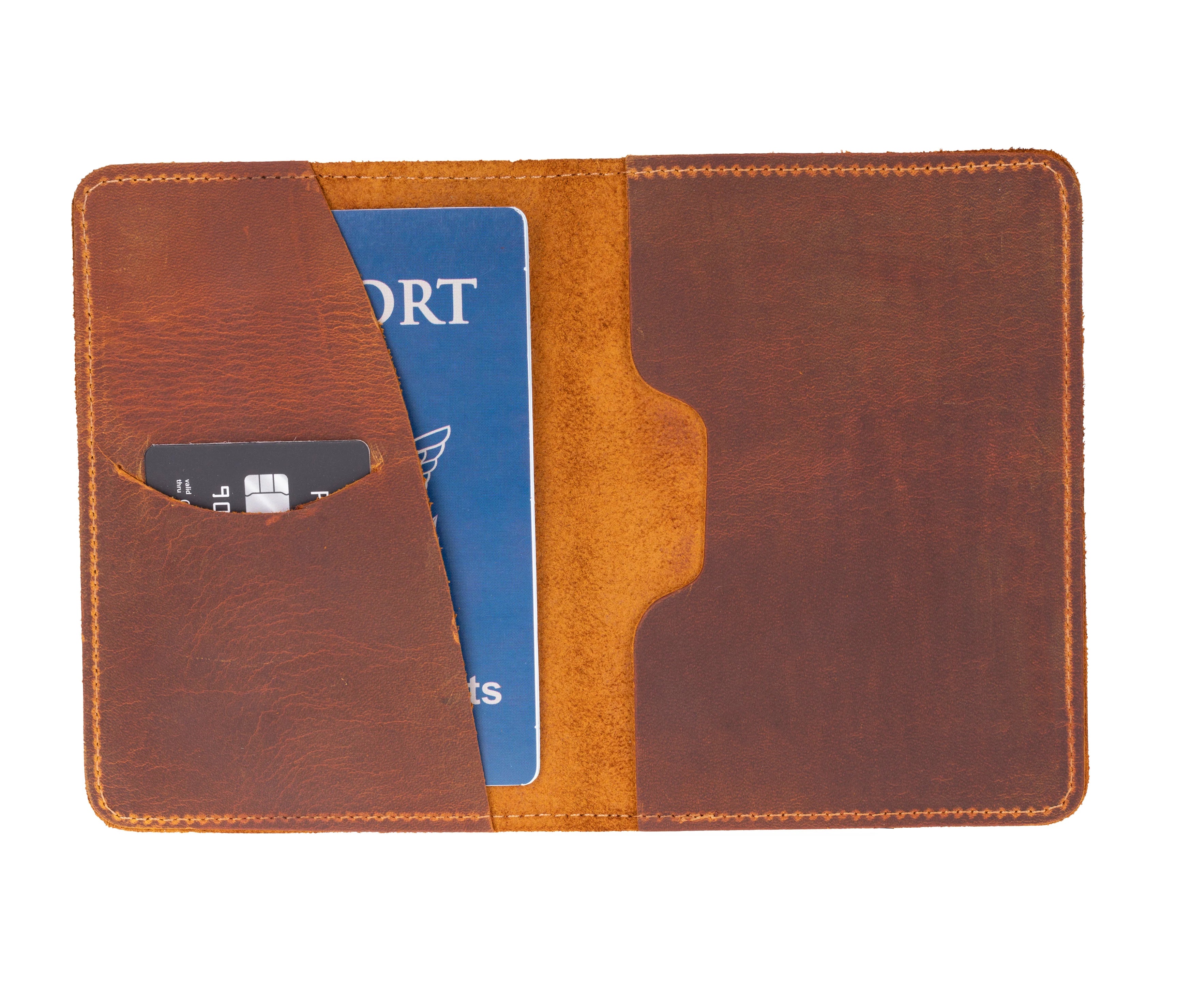 Norvela Passport Cover Geldbörse aus echtem Leder aus echtem Leder in Braun