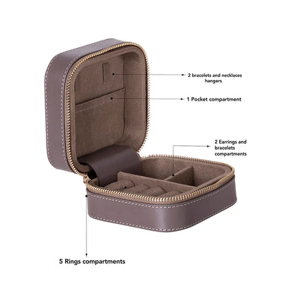 Amanda Jewelry Box, Medium aus echtem Leder aus echtem Leder