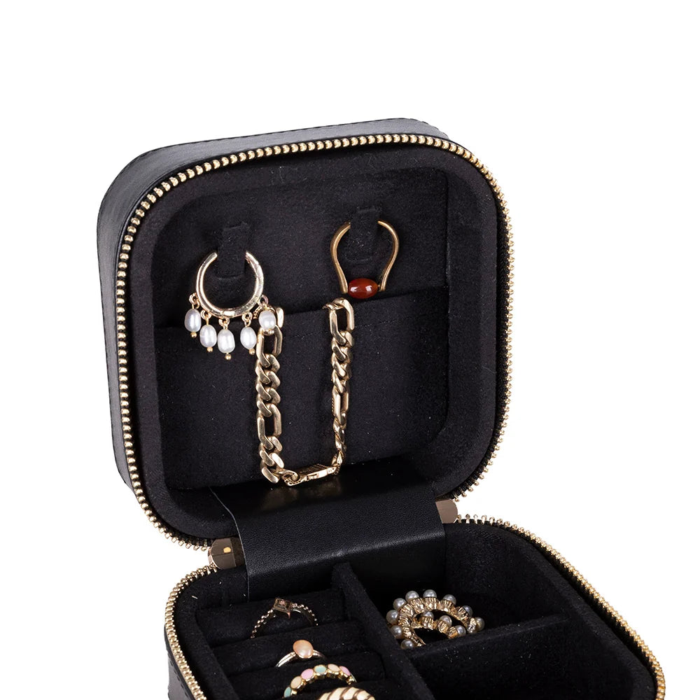 Amanda Jewelry Box, Medium aus echtem Leder aus echtem Leder