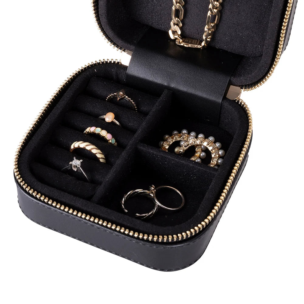 Amanda Jewelry Box, Medium aus echtem Leder aus echtem Leder