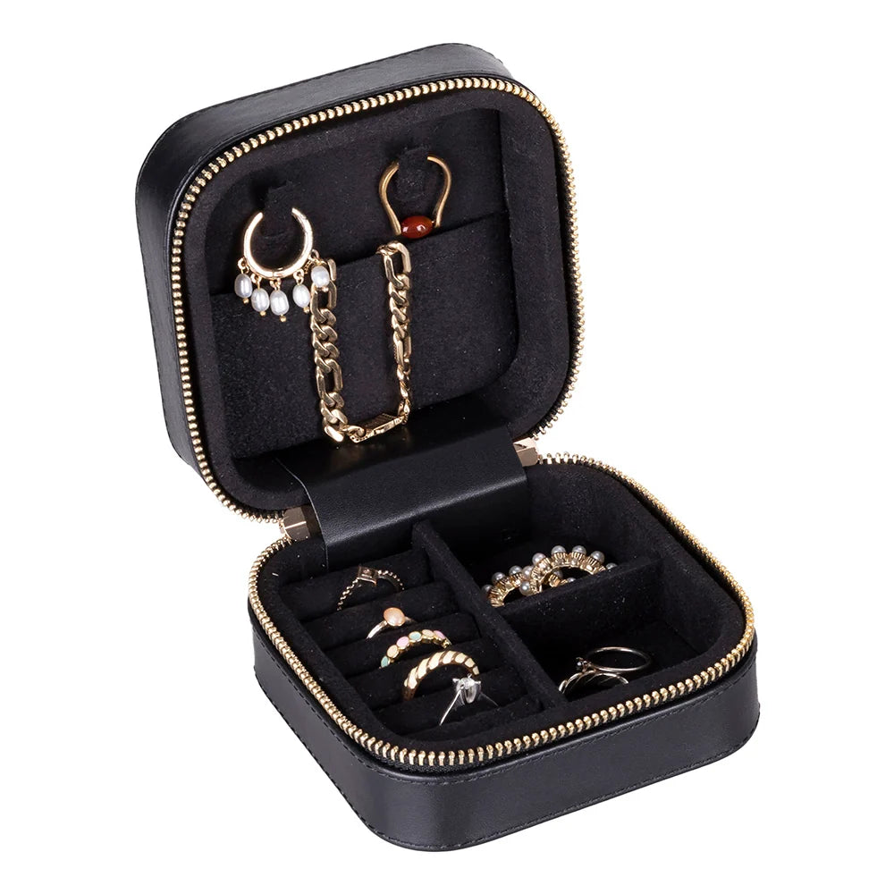 Amanda Jewelry Box, Medium aus echtem Leder aus echtem Leder