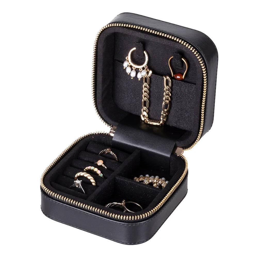 Amanda Jewelry Box, Medium aus echtem Leder aus echtem Leder