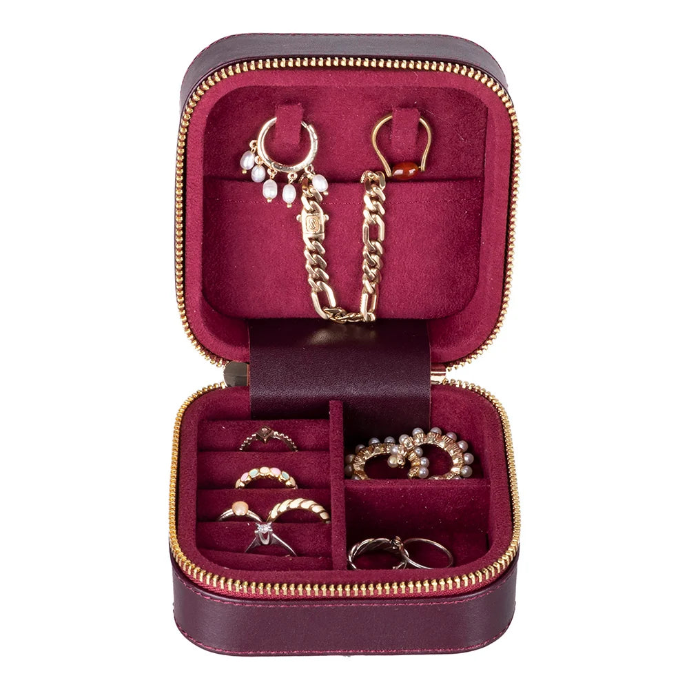 Amanda Jewelry Box, Medium aus echtem Leder aus echtem Leder
