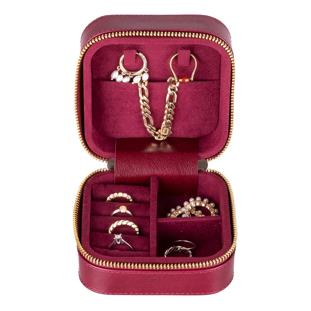 Amanda Jewelry Box, Medium aus echtem Leder aus echtem Leder
