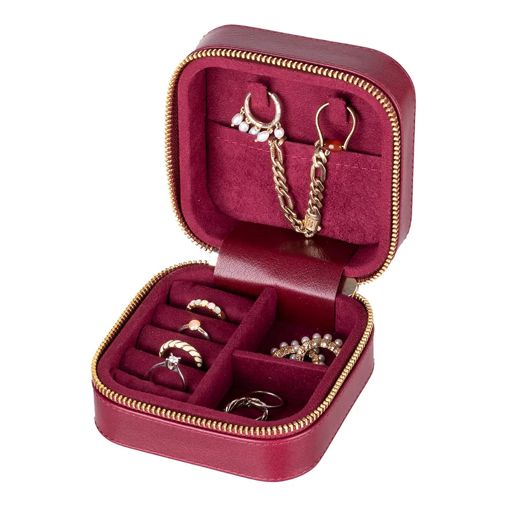 Amanda Jewelry Box, Medium aus echtem Leder aus echtem Leder