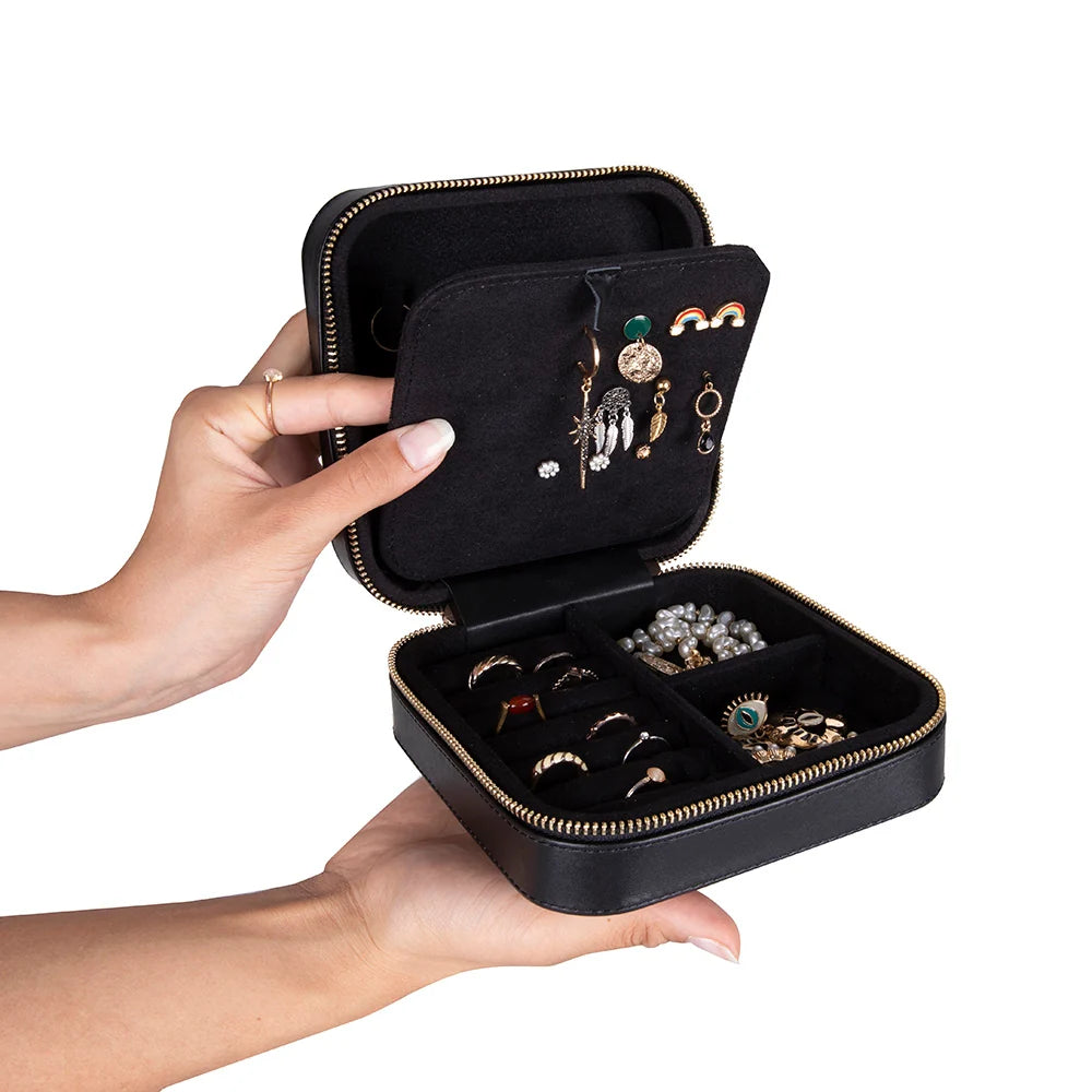 Amanda Jewelry Box, Medium aus echtem Leder aus echtem Leder