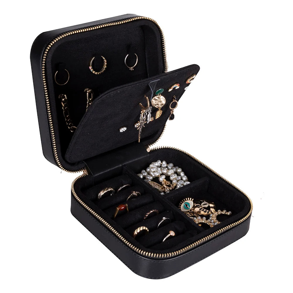 Amanda Jewelry Box, Medium aus echtem Leder aus echtem Leder