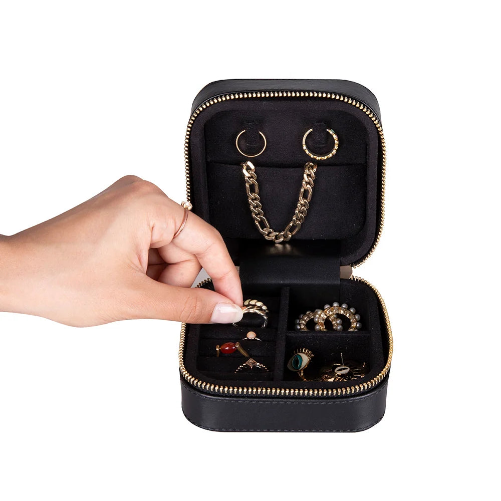 Amanda Jewelry Box, Medium aus echtem Leder aus echtem Leder