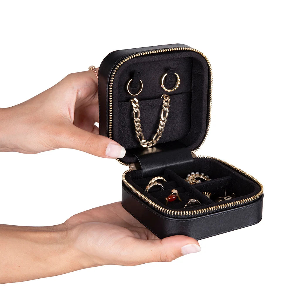 Amanda Jewelry Box, Medium aus echtem Leder aus echtem Leder