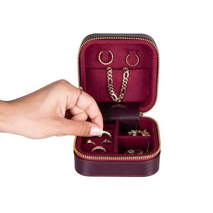 Amanda Jewelry Box, Medium aus echtem Leder aus echtem Leder