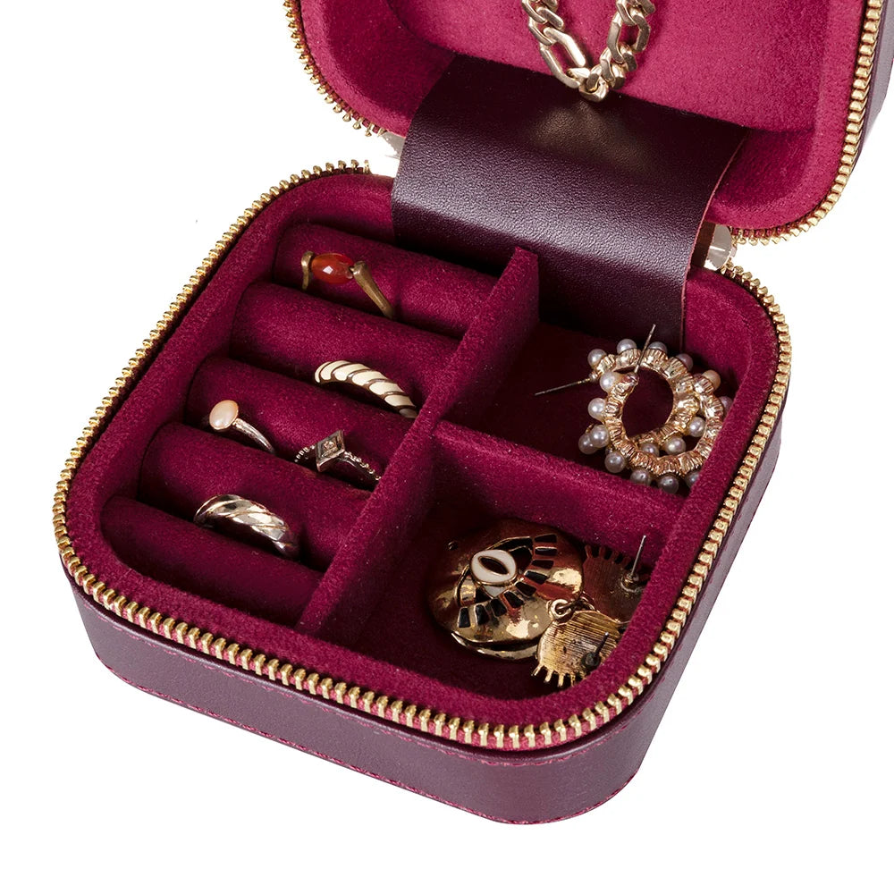 Amanda Jewelry Box, Medium aus echtem Leder aus echtem Leder