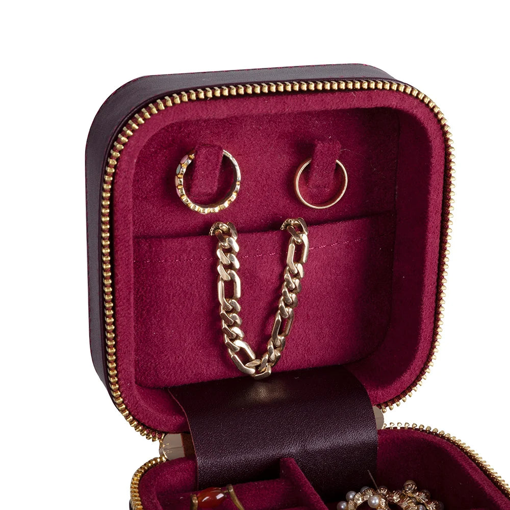 Amanda Jewelry Box, Medium aus echtem Leder aus echtem Leder