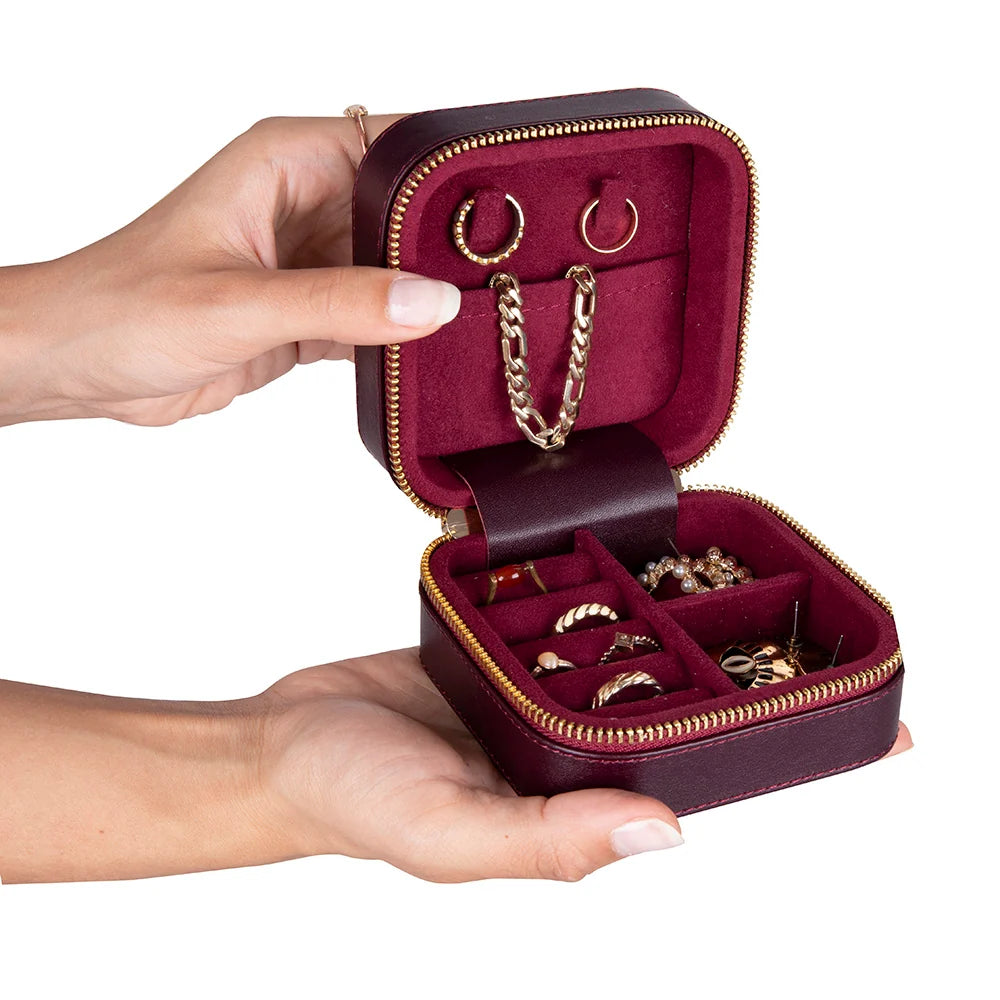 Amanda Jewelry Box, Medium aus echtem Leder aus echtem Leder