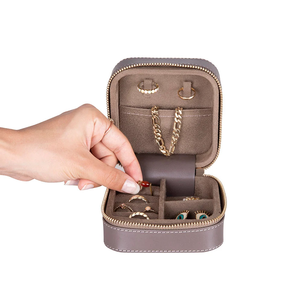 Amanda Jewelry Box, Medium aus echtem Leder aus echtem Leder