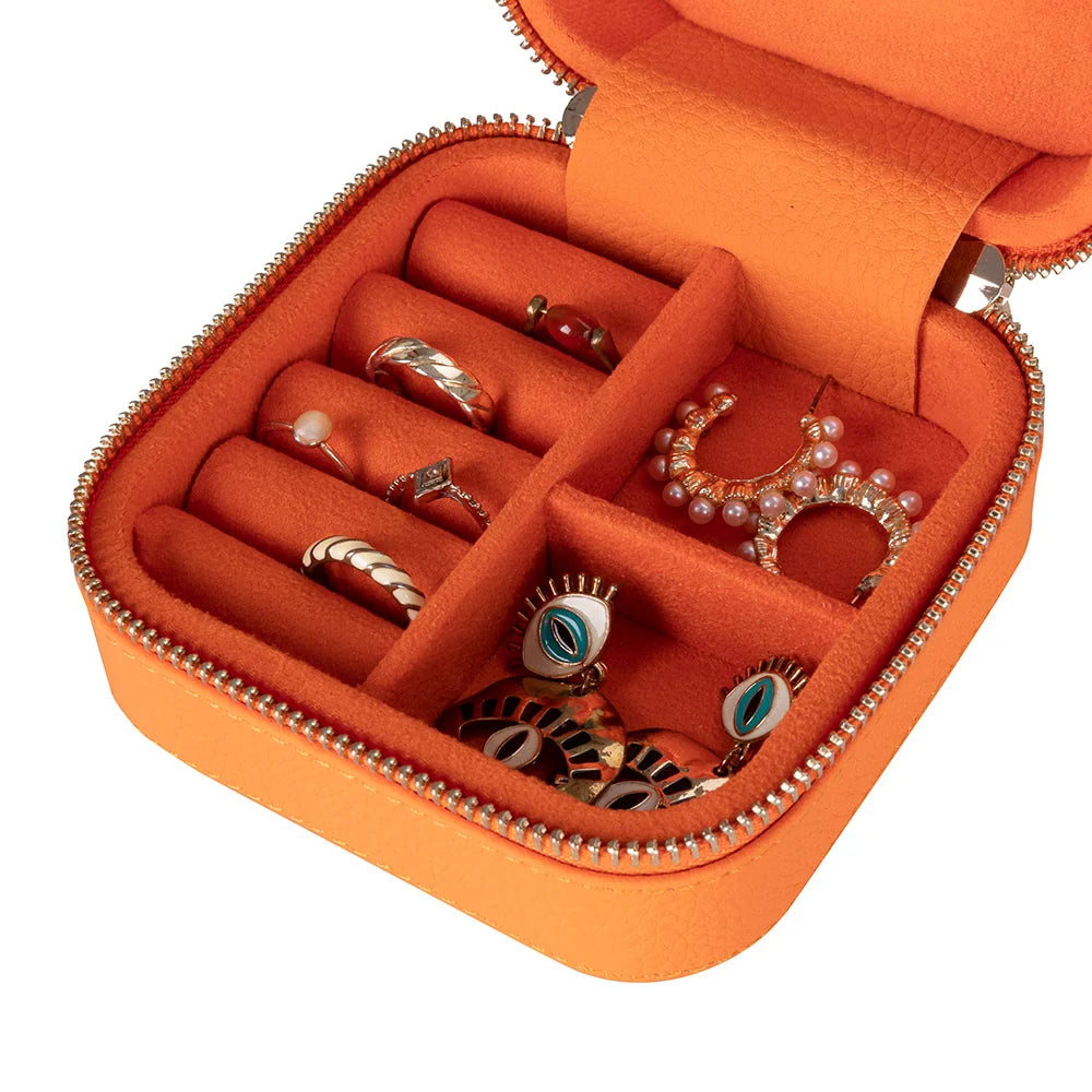 Amanda Jewelry Box, Medium aus echtem Leder aus echtem Leder