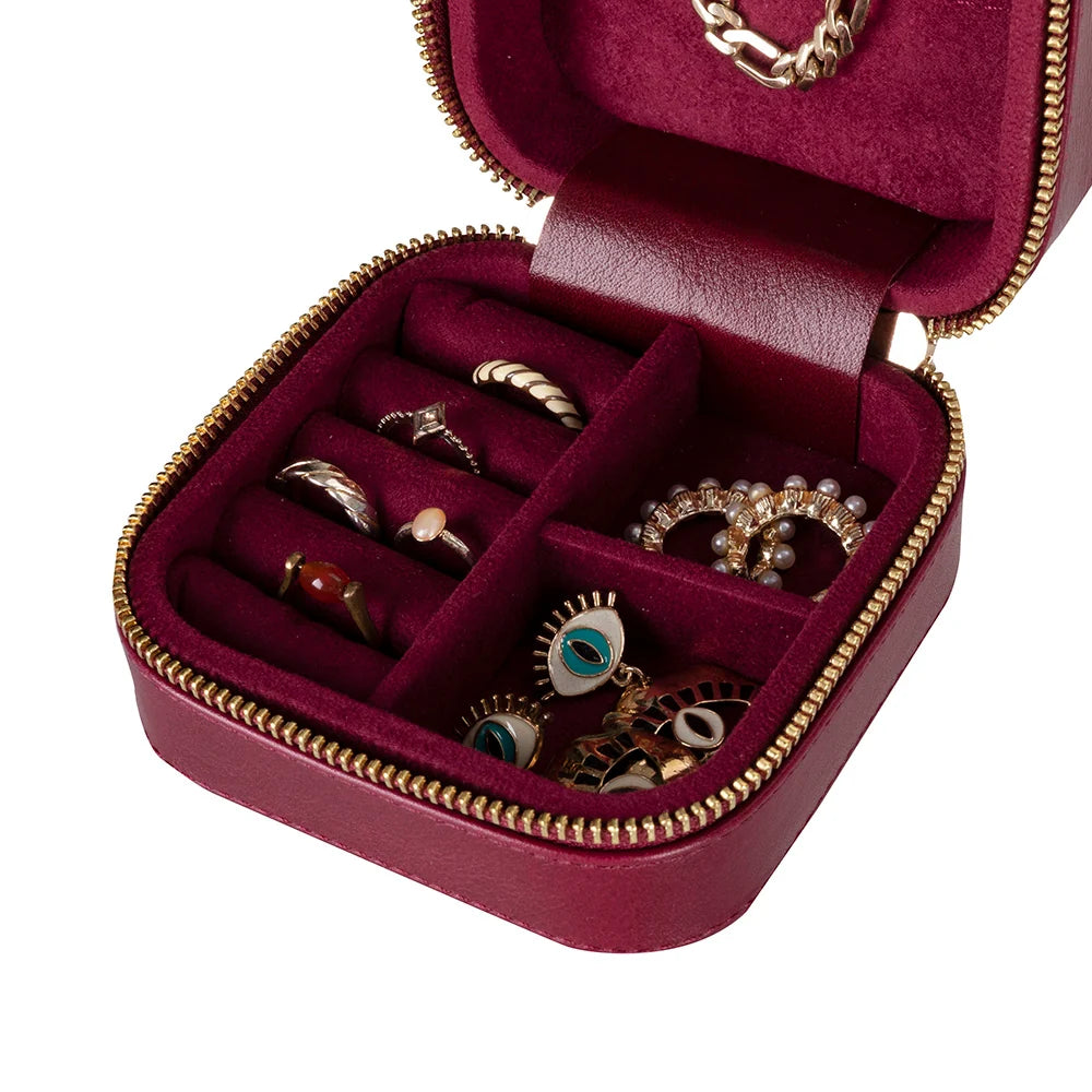 Amanda Jewelry Box, Medium aus echtem Leder aus echtem Leder