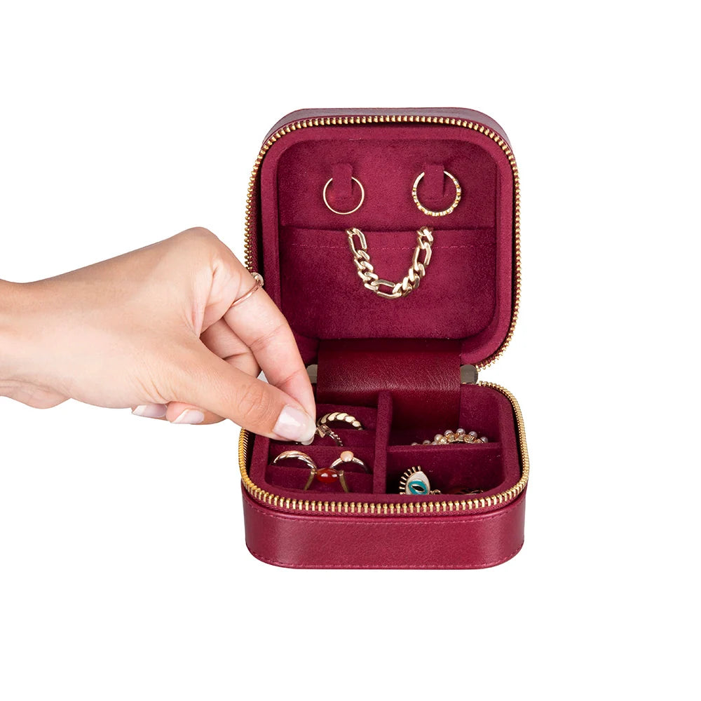 Amanda Jewelry Box, Medium aus echtem Leder aus echtem Leder