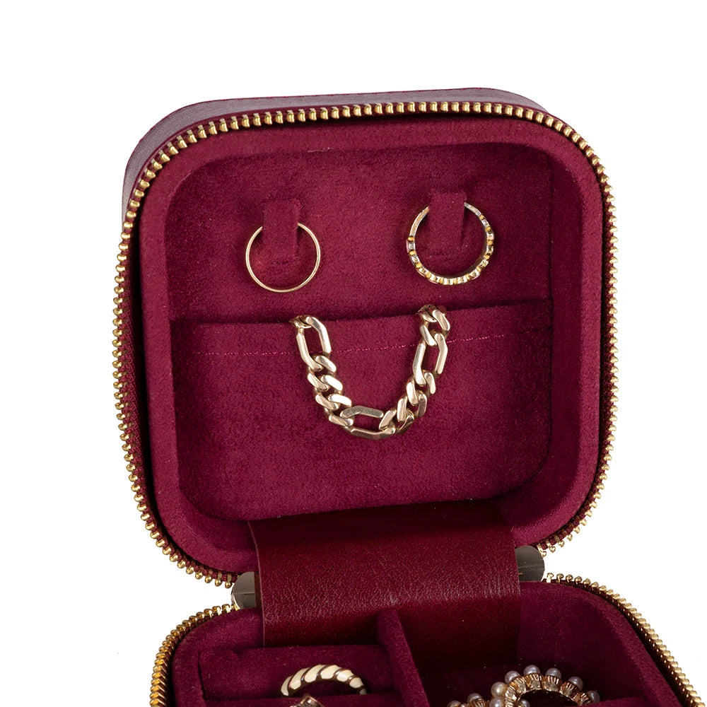 Amanda Jewelry Box, Medium aus echtem Leder aus echtem Leder