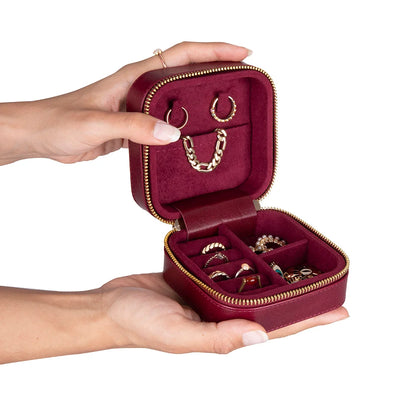 Amanda Jewelry Box, Medium aus echtem Leder aus echtem Leder