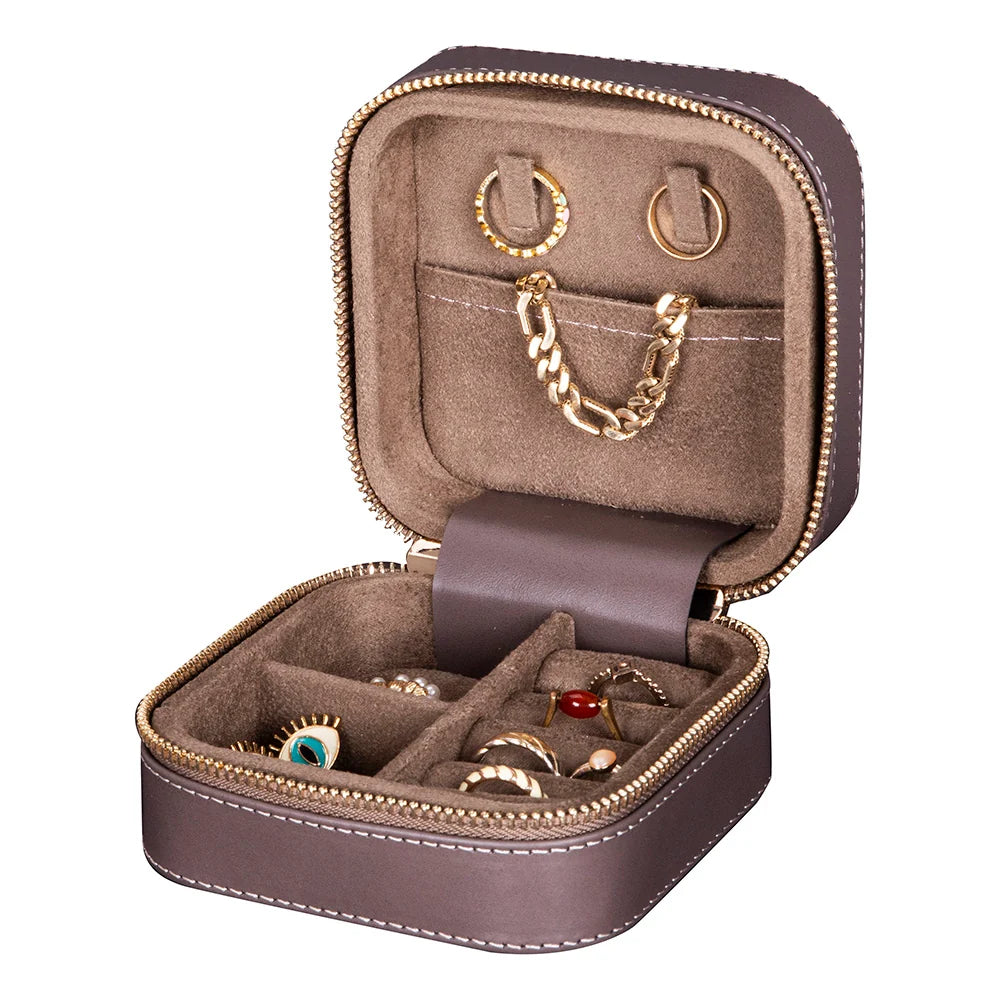 Amanda Jewelry Box, Medium aus echtem Leder aus echtem Leder