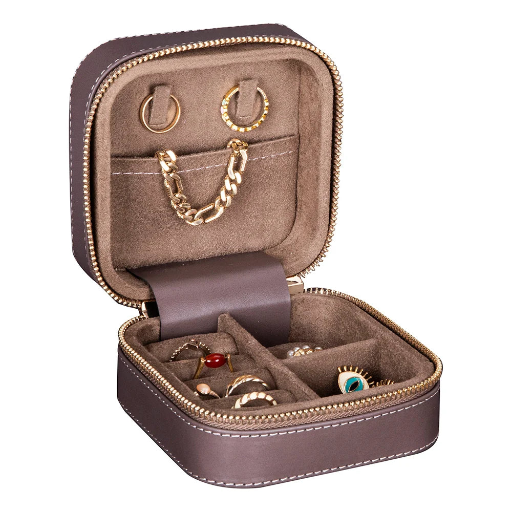 Amanda Jewelry Box, Medium aus echtem Leder aus echtem Leder