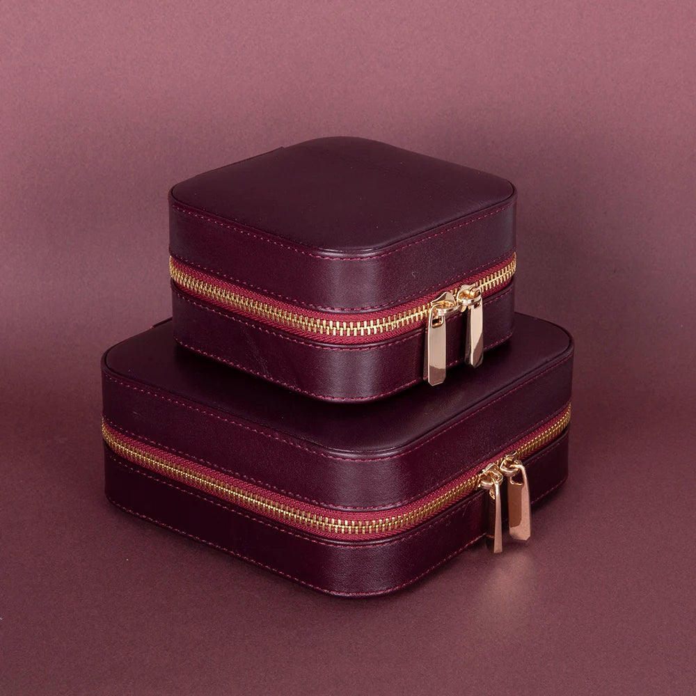 Amanda Jewelry Box, Medium aus echtem Leder aus echtem Leder